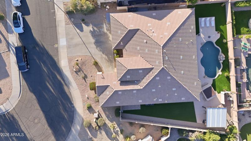 Overhead View of Home & Backyard