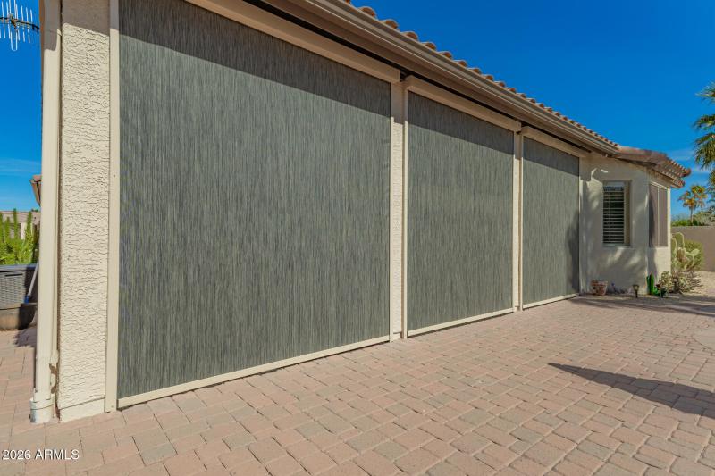 Back patio with the shades down