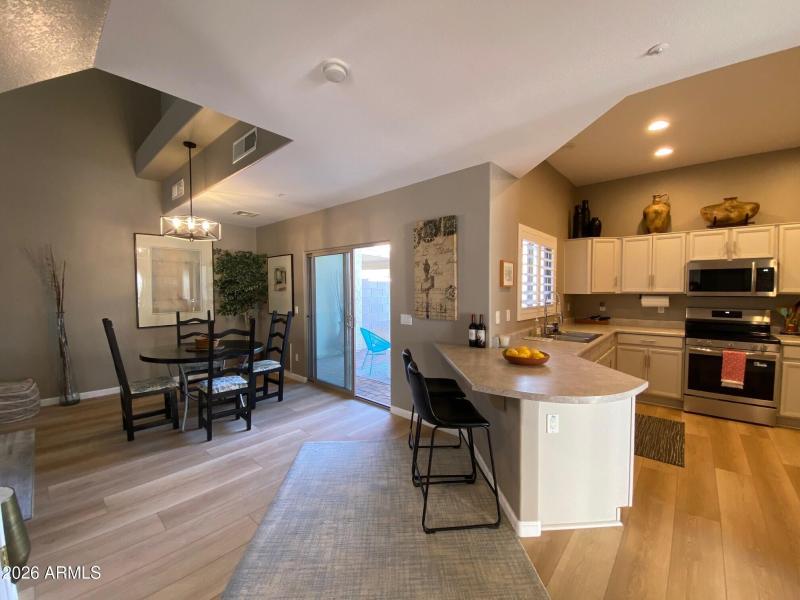 Kitchen and Dining to Patio