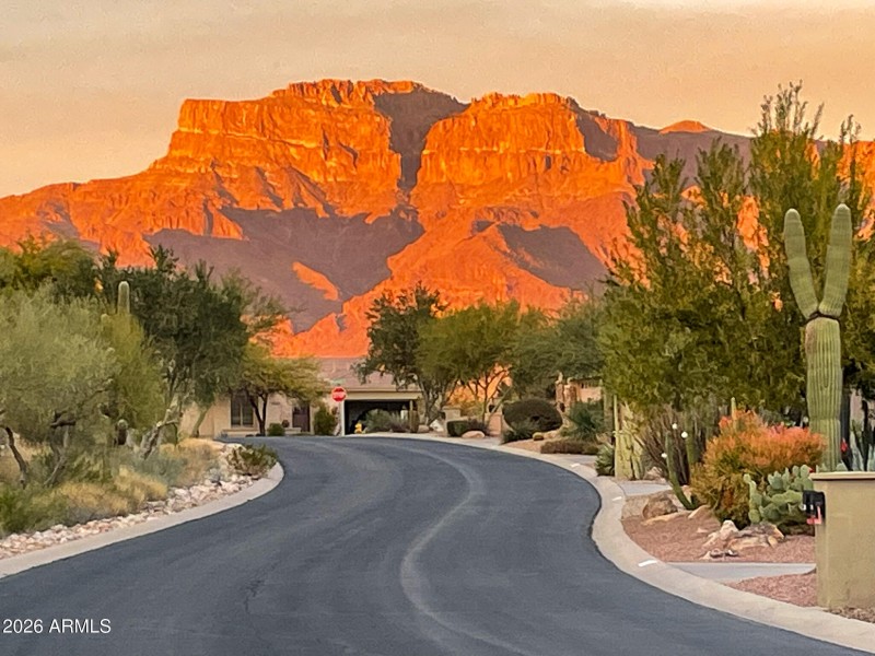 Photo of mountains from street out f