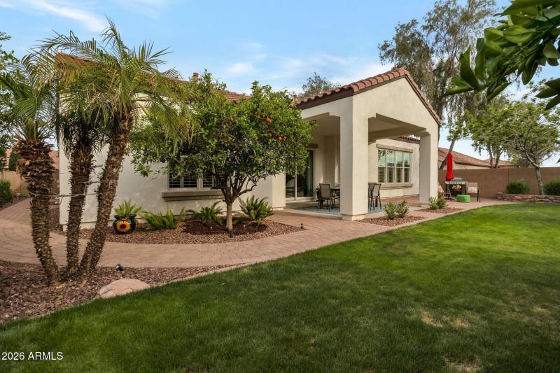 Backyard w/Grass, Pavers & Fountain