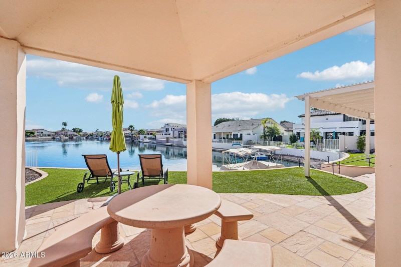 View from Kitchen Window of Gazebo Patio