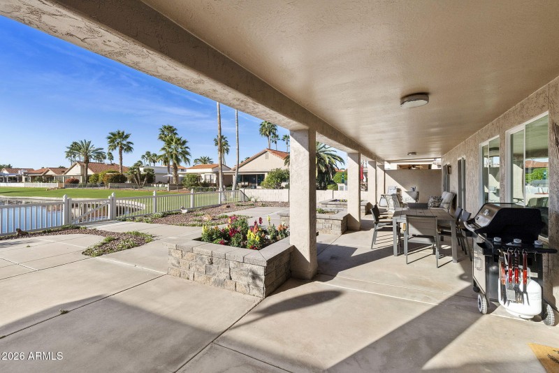 Covered patio view to lake