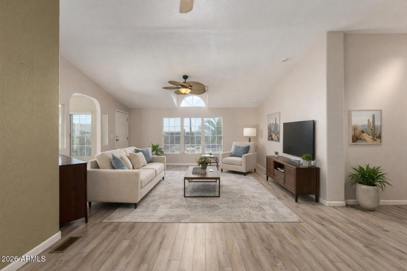 Virtually staged living area