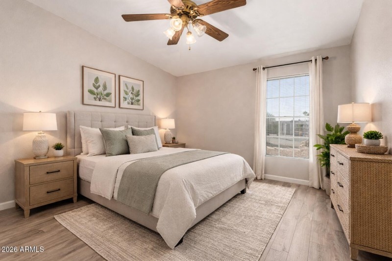Virtually staged guest bedroom