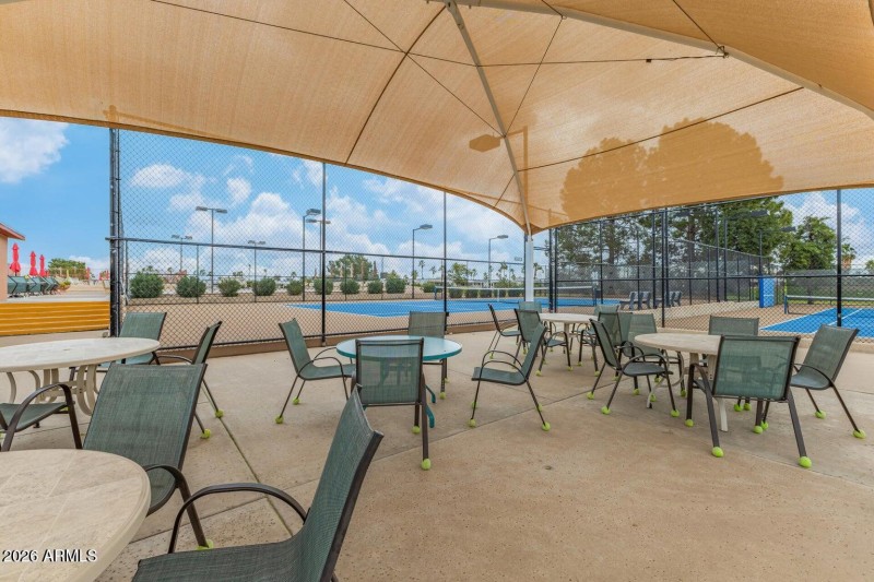 Shade structures for outdoor seating are