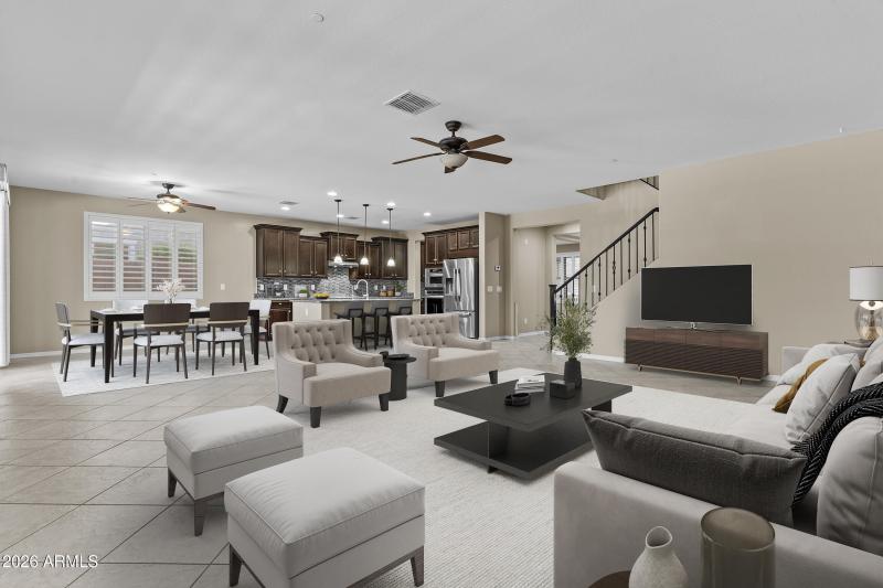 Virtually staged great room