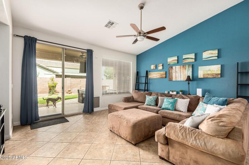 great room with vaulted ceilings