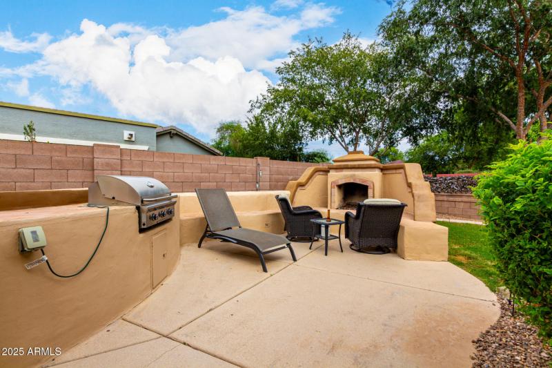 built in BBQ and fire pit