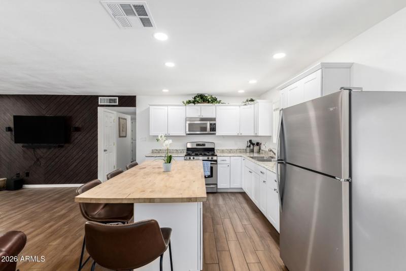 Kitchen facing hallway