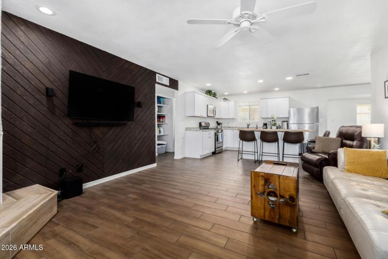 Living room facing kitchen