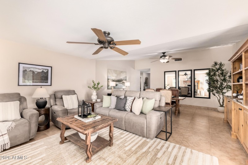 vaulted ceiling family room