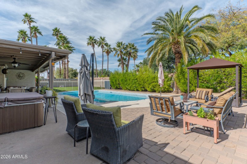 Resort style lush backyard