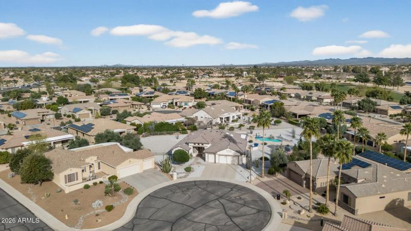 Aerial view of cul-de-sac