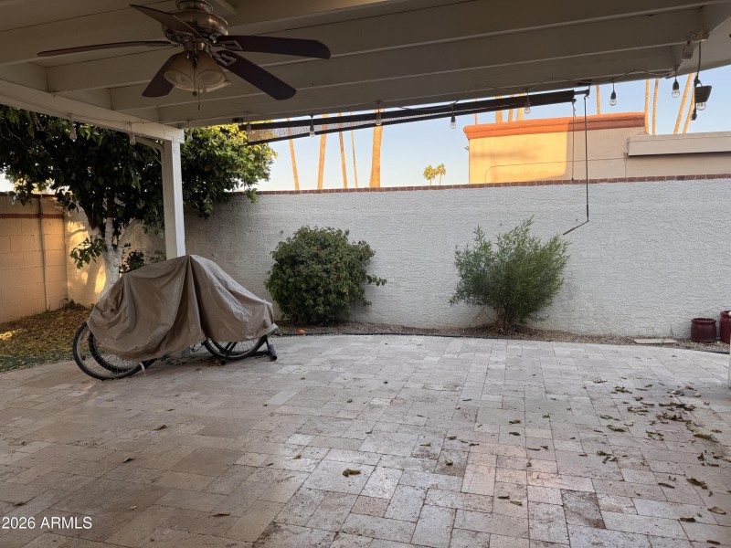 Travertine papered patio