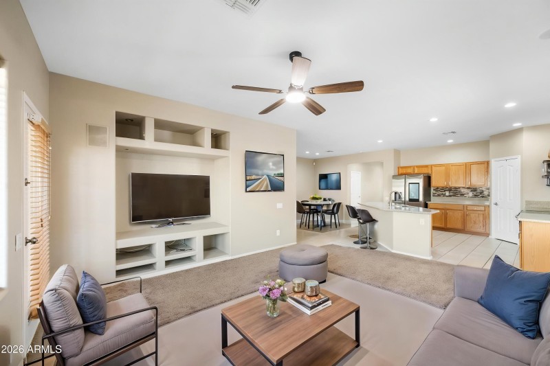 Digitally staged great room