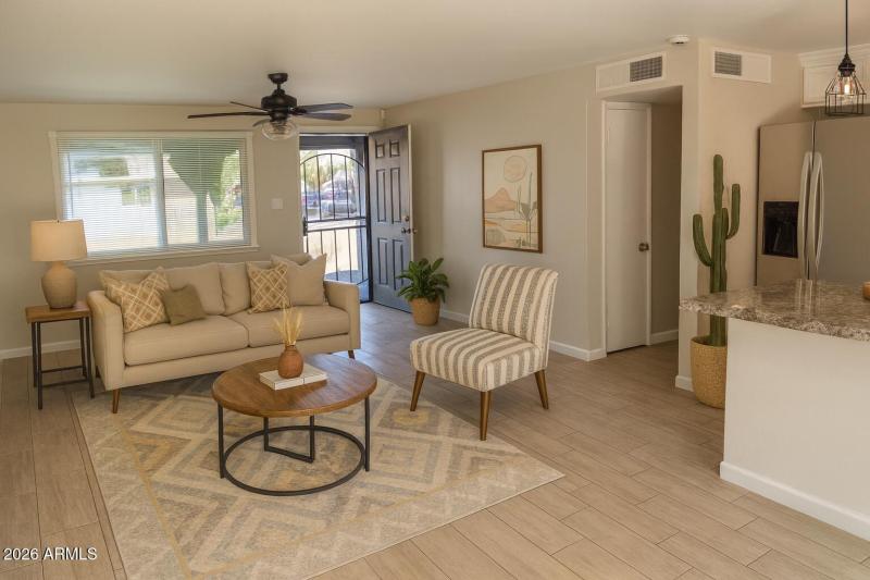 Virtual staged living room