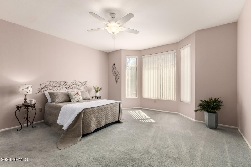 Large Primary Bedroom has Bay Window