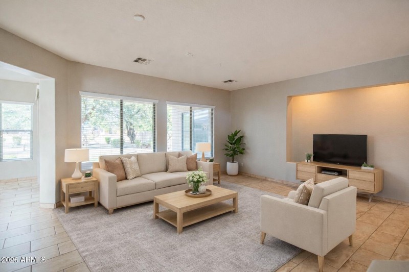 family room with staging