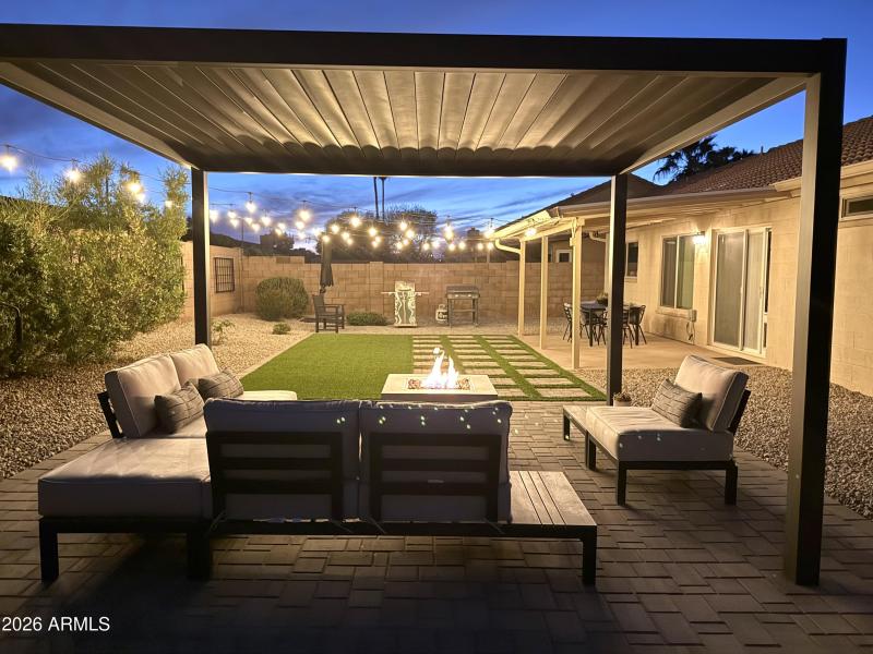 Under pergola firepit