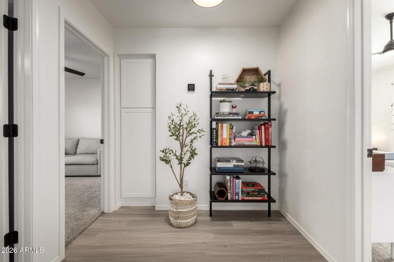 Spacious hall with linen