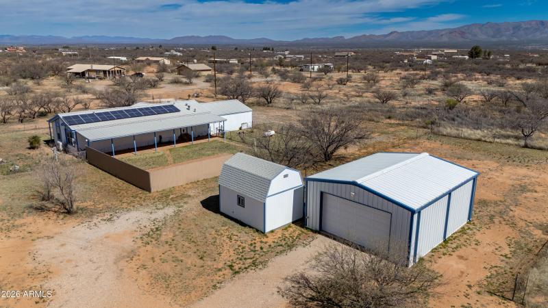 Aerial Detached Garage and Shed