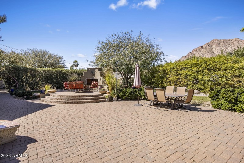 Outdoor Fireplace & Seating Area