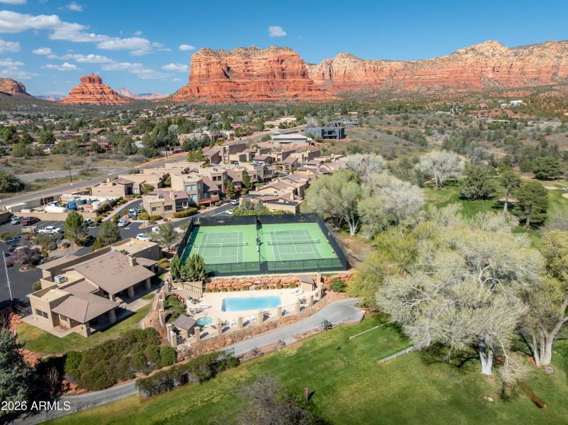 Aerial tennis courts/pool