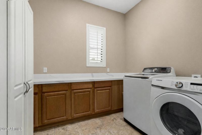Neat and modern laundry room setup