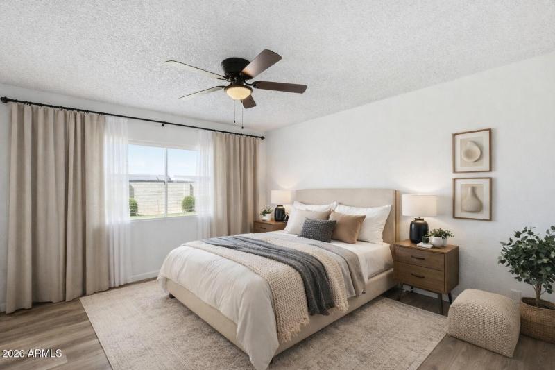 Virtually staged Primary Bedroom