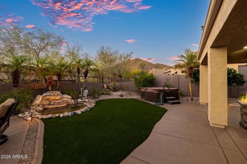 Backyard with Patio and Mountain Views