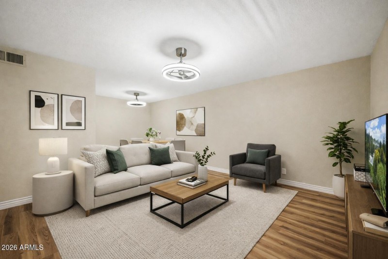 virtually staged great room