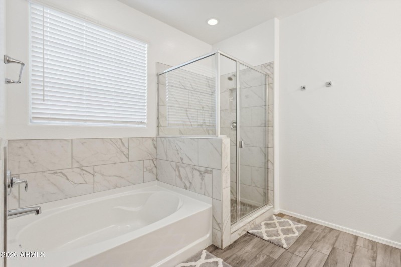 Fully Tiled Shower and Soaking Tub