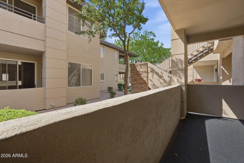 Grassy area outside patio