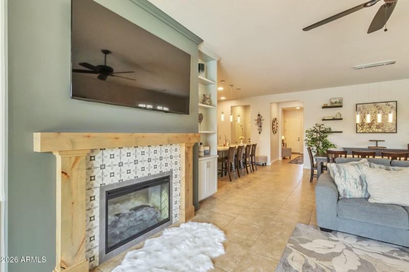 Great room with electric fireplace