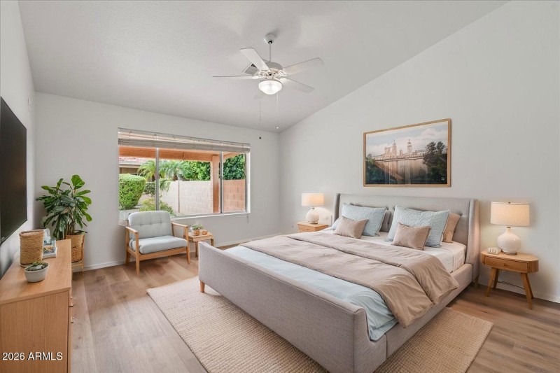 Virtually staged primary bed