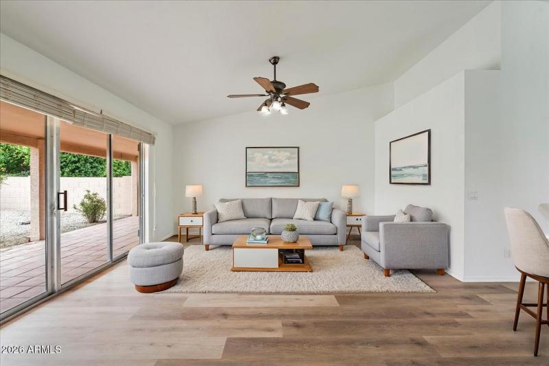 Virtually staged living room.