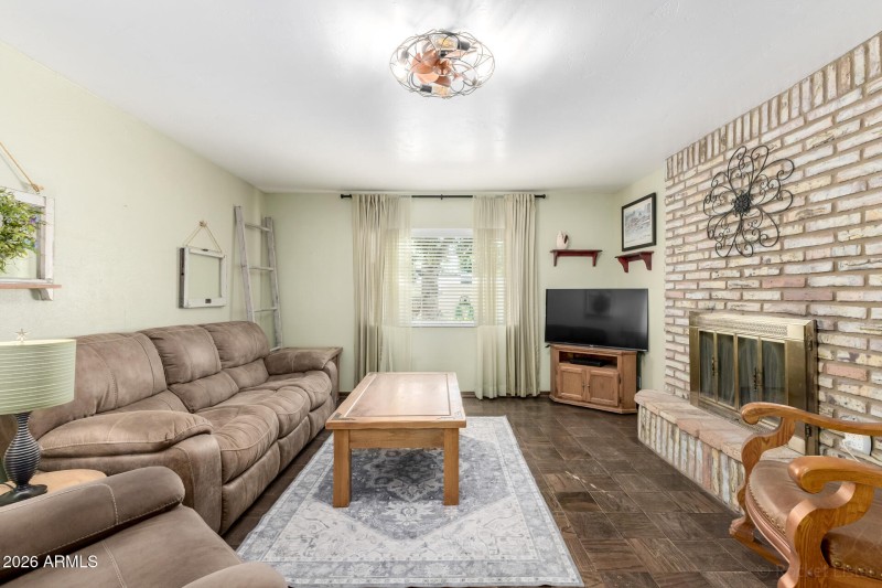 Living Room, natural fireplace