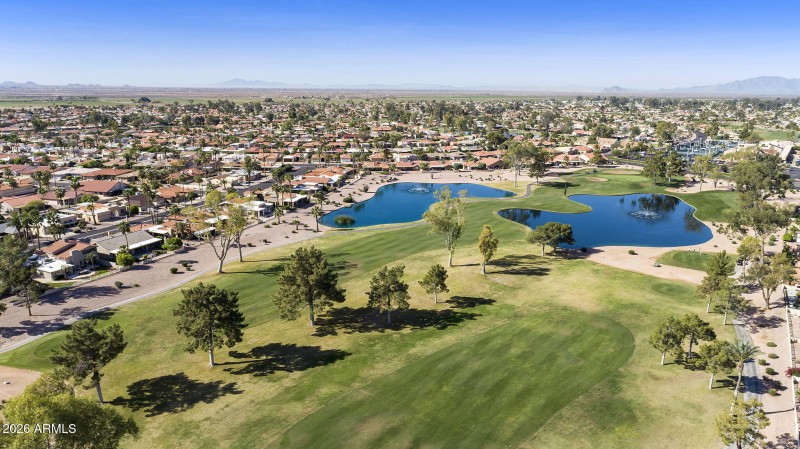 Aerial golf course view