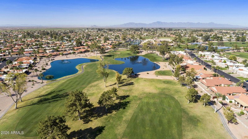 Aerial golf course view