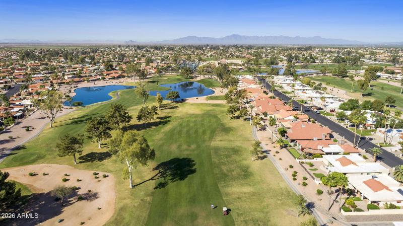Aerial golf course view