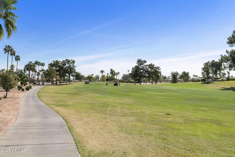 Cart path and fairway behind hoe