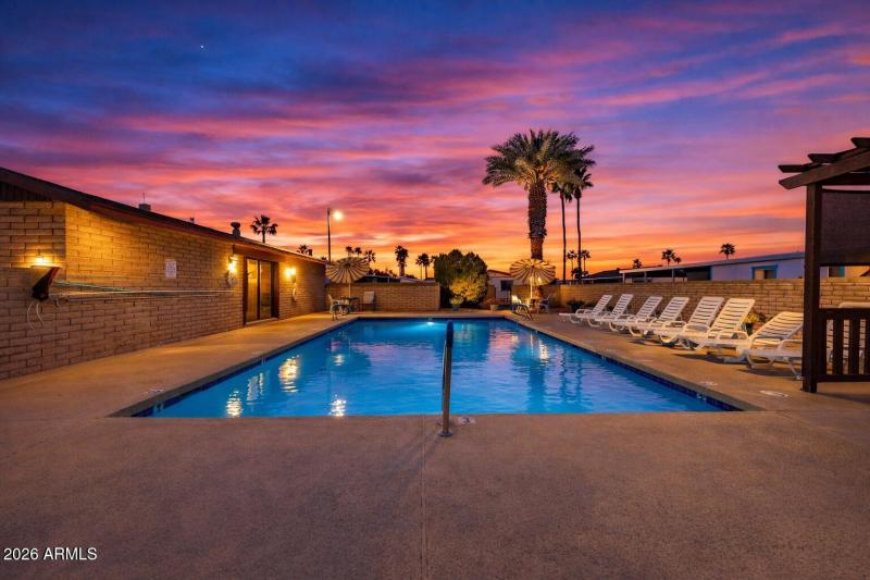 Twilight poolside in Arizona