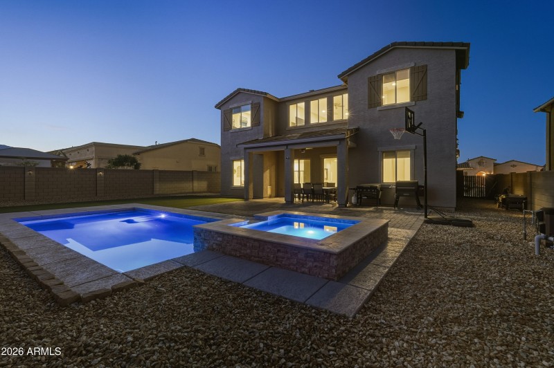 Pool/Spa and Backyard-Twlight