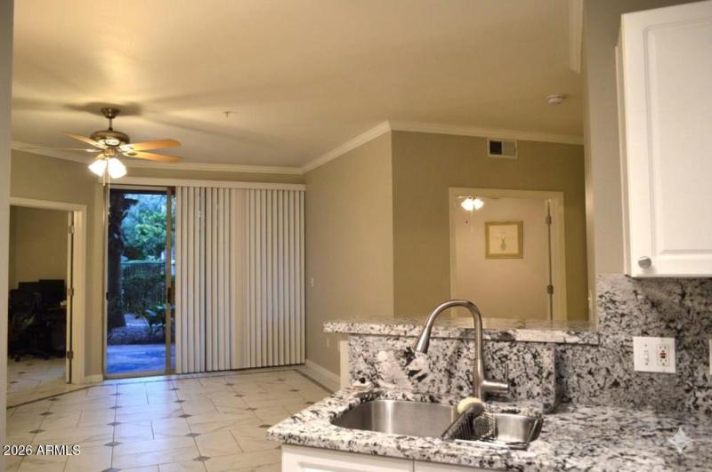 View towards living room from kitchen