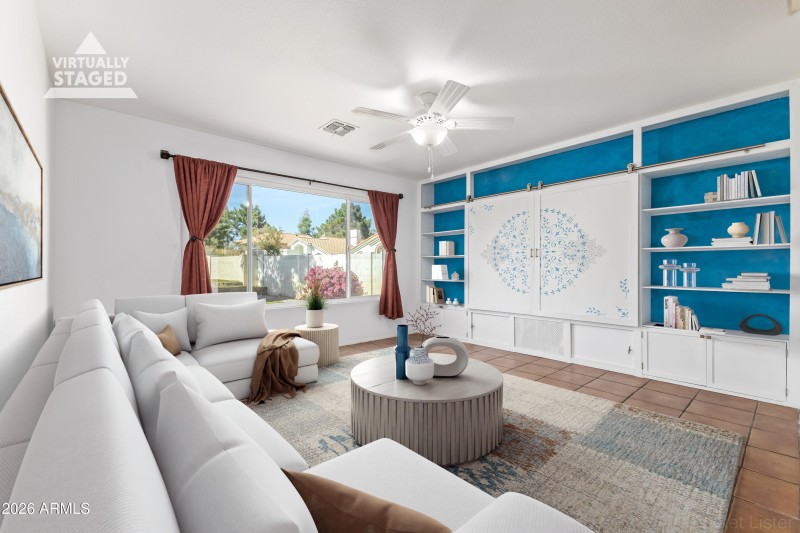 Living room virtually staged