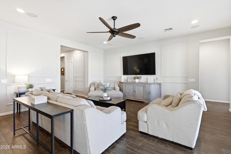 Great room with custom millwork