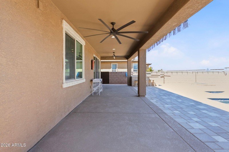 Extra Long Covered Porch with Fans