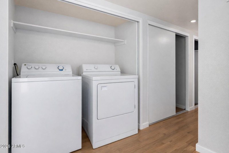 Laundry alcove with washer and dryer