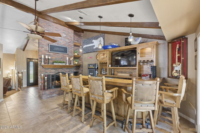 Wood burning fireplace